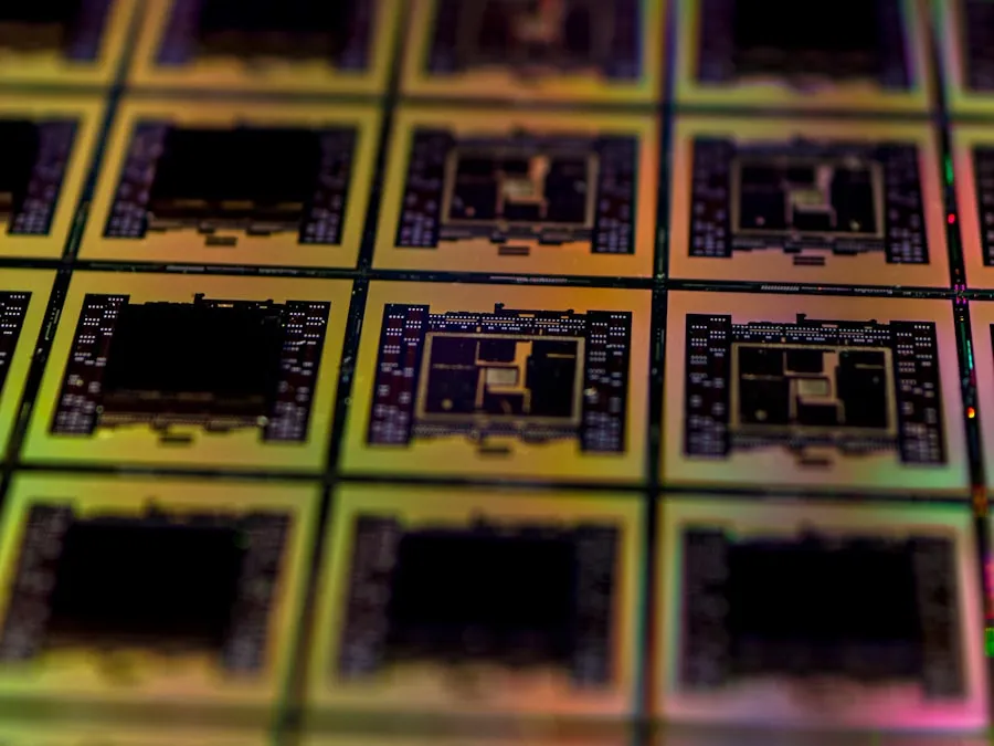Photo Quantum-Chip Daten-Schild Kryptografie-Matrix

